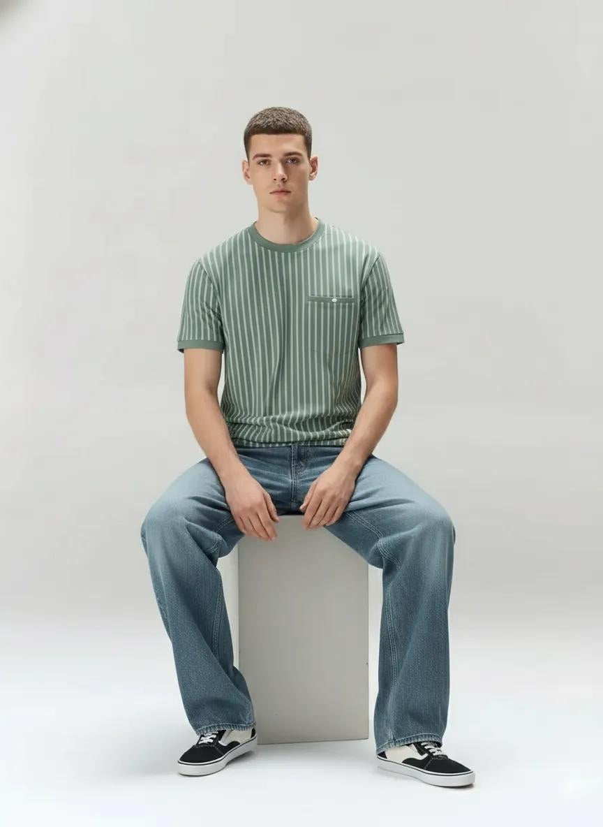 Men Basil Striped Pockets T-shirt