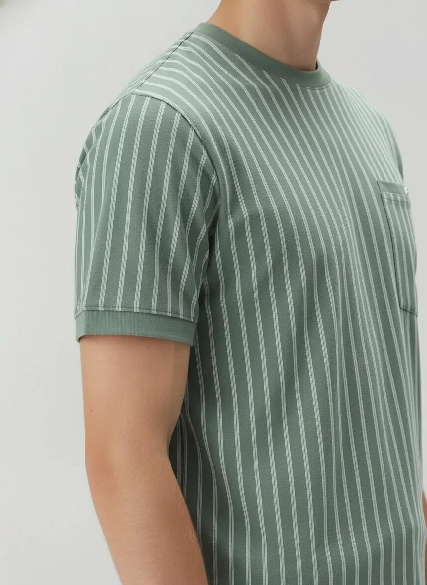 Men Striped Pockets T-shirt