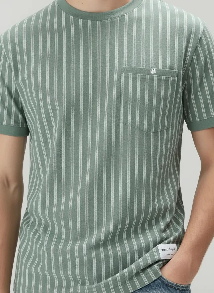 Men Basil Striped Pockets T-shirt