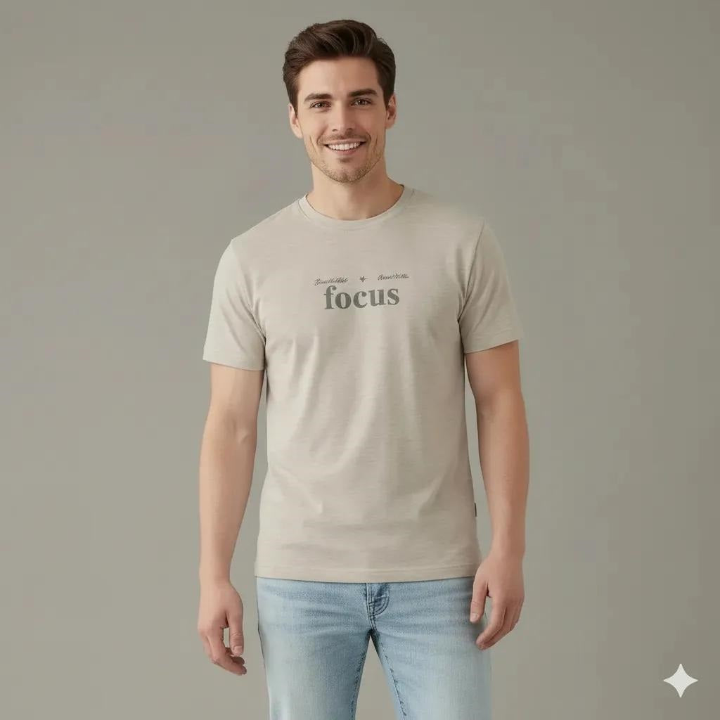 Men Arona Typography Printed Round Neck Cotton T-shirt