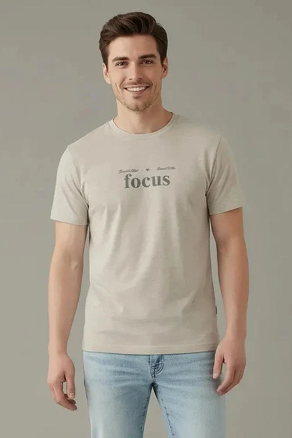 Men Typography Printed Round Neck Cotton T-shirt