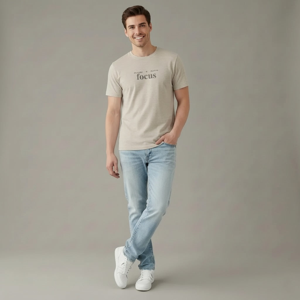 Men Arona Typography Printed Round Neck Cotton T-shirt