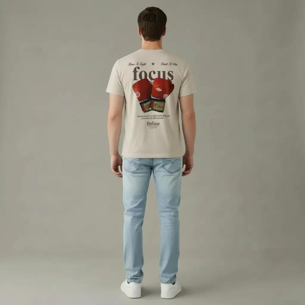 Men Arona Typography Printed Round Neck Cotton T-shirt