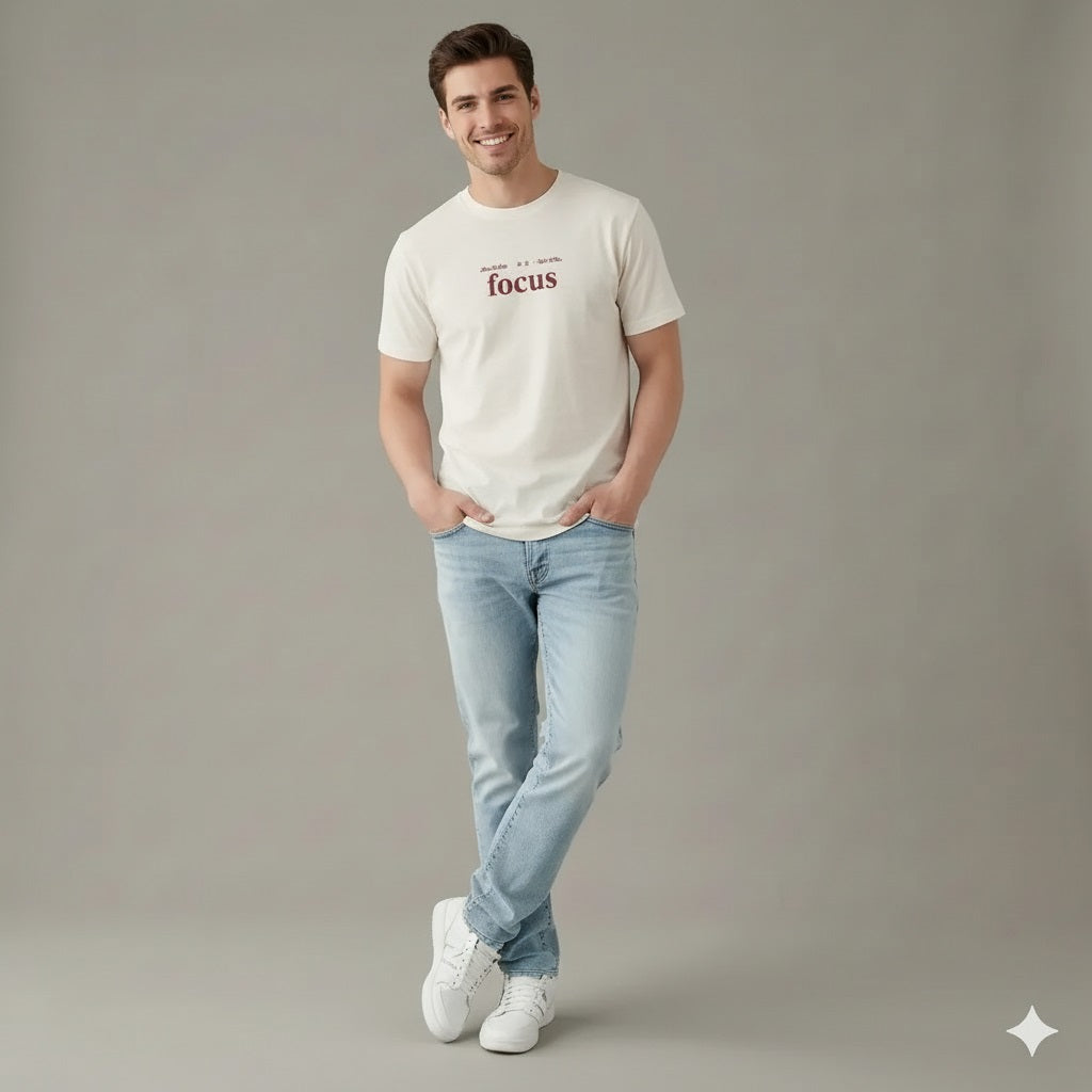 Men Off White Typography Printed T-shirt