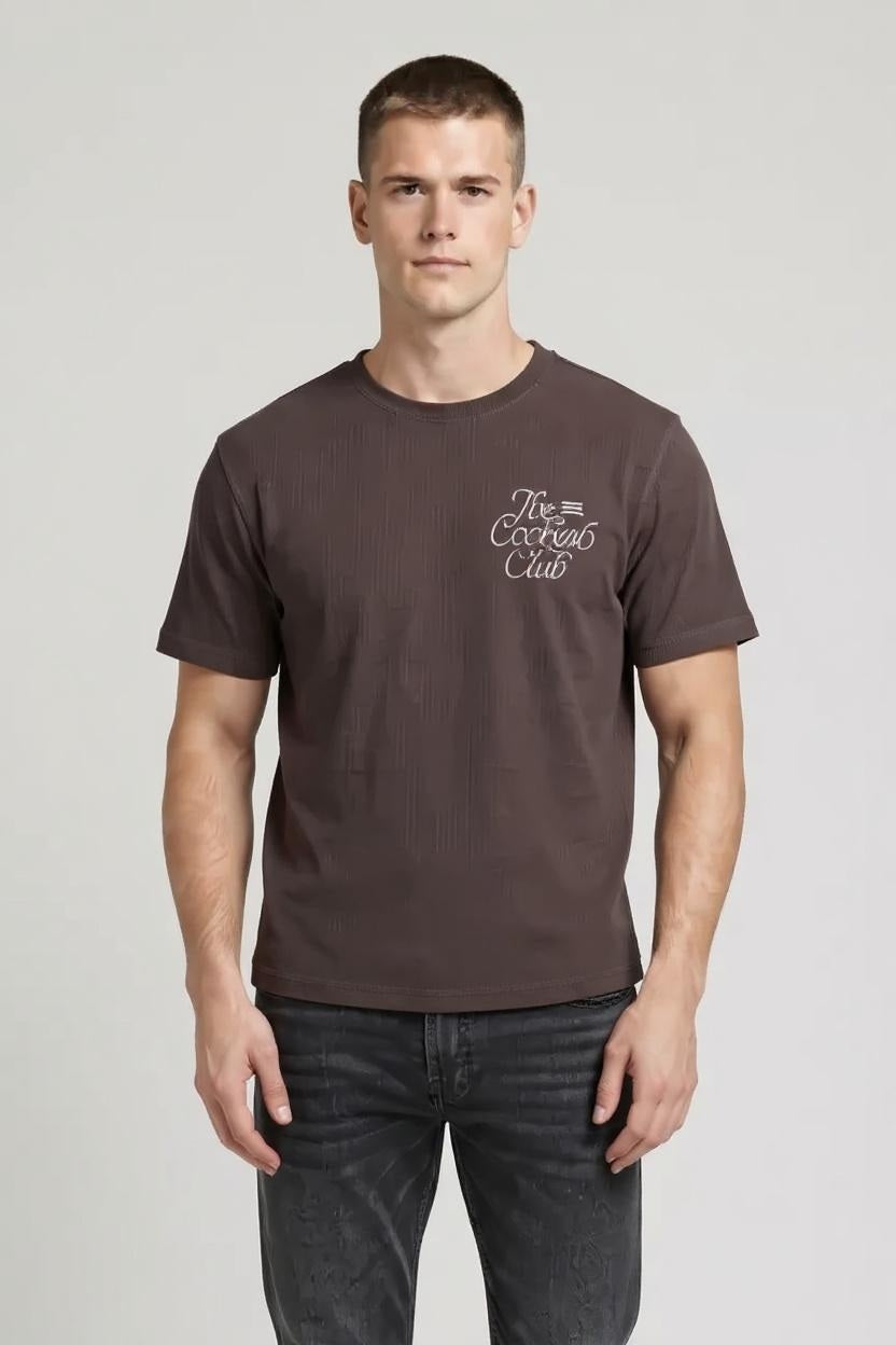 Men Coffee Typography Printed Round Neck Cotton T-shirt
