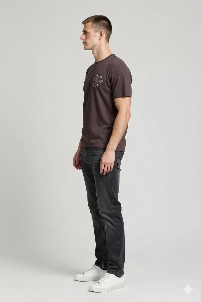 Men Coffee Typography Printed Round Neck Cotton T-shirt