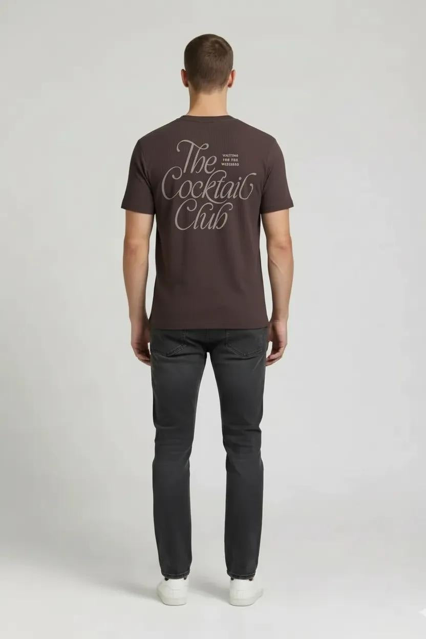 Men Coffee Typography Printed Round Neck Cotton T-shirt