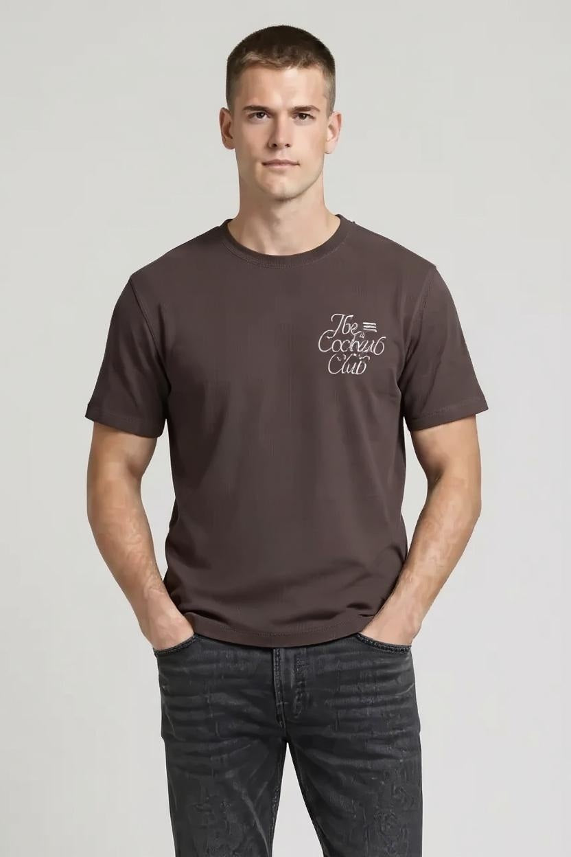 Men Coffee Typography Printed Round Neck Cotton T-shirt