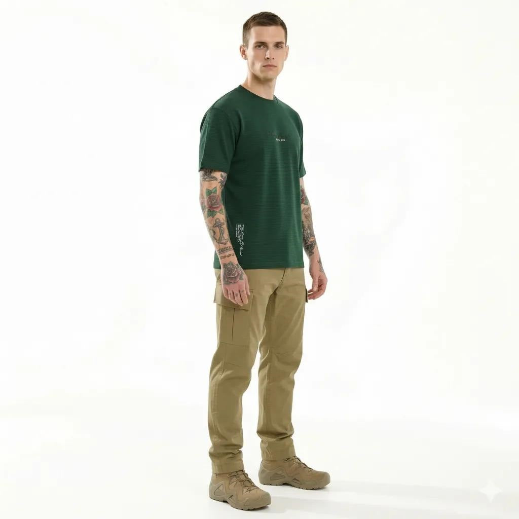 Men Bottle Green Typography T-shirt