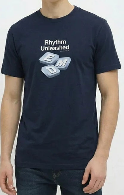 Men Navy Typography Printed T-shirt