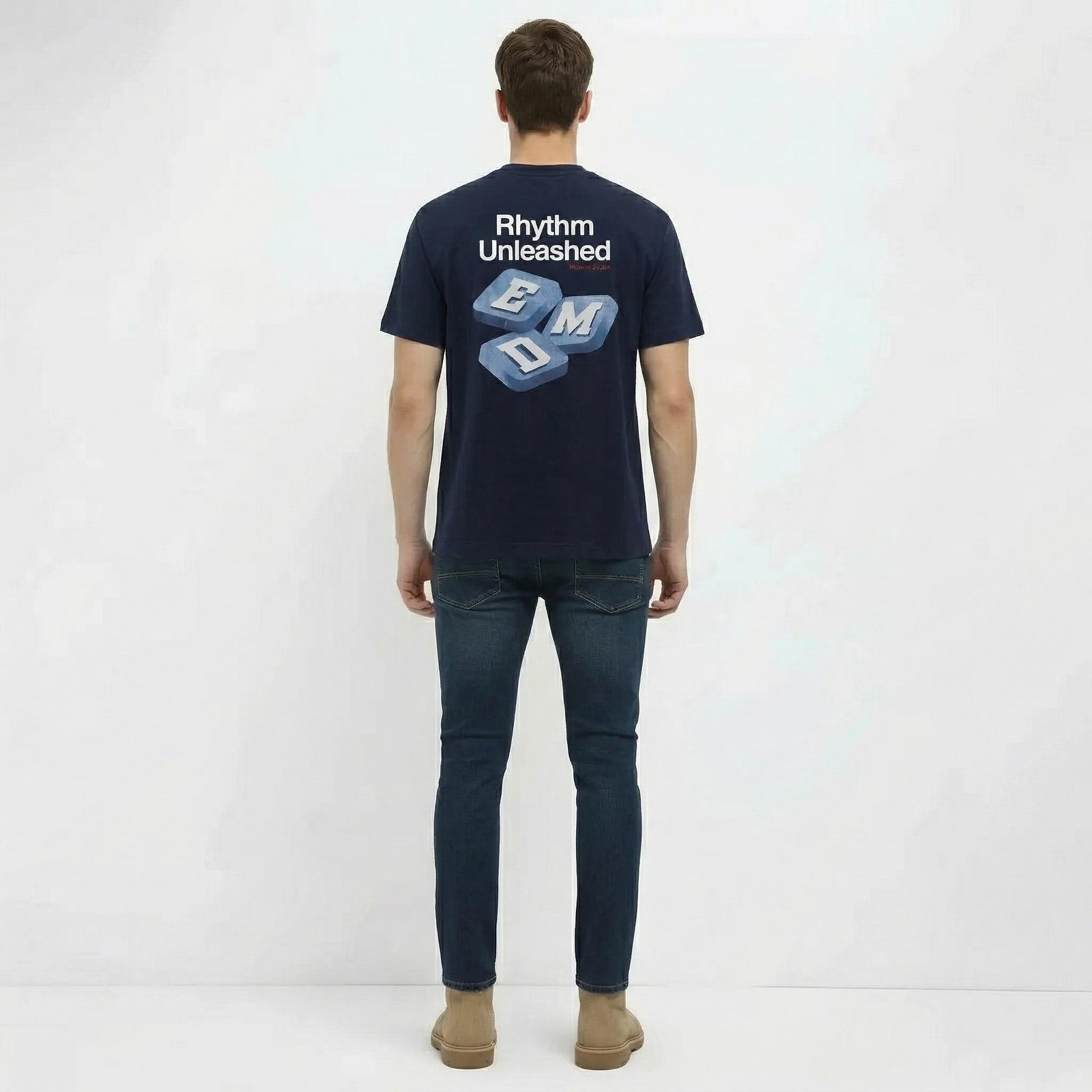Men Navy Typography Printed T-shirt