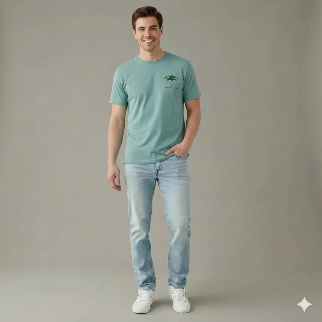 Men Surf Spray Printed Round Neck T-shirt