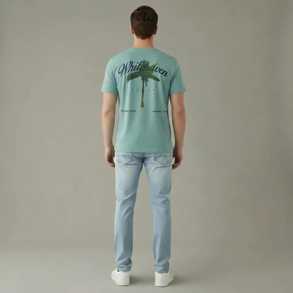 Men Surf Spray Printed Round Neck T-shirt