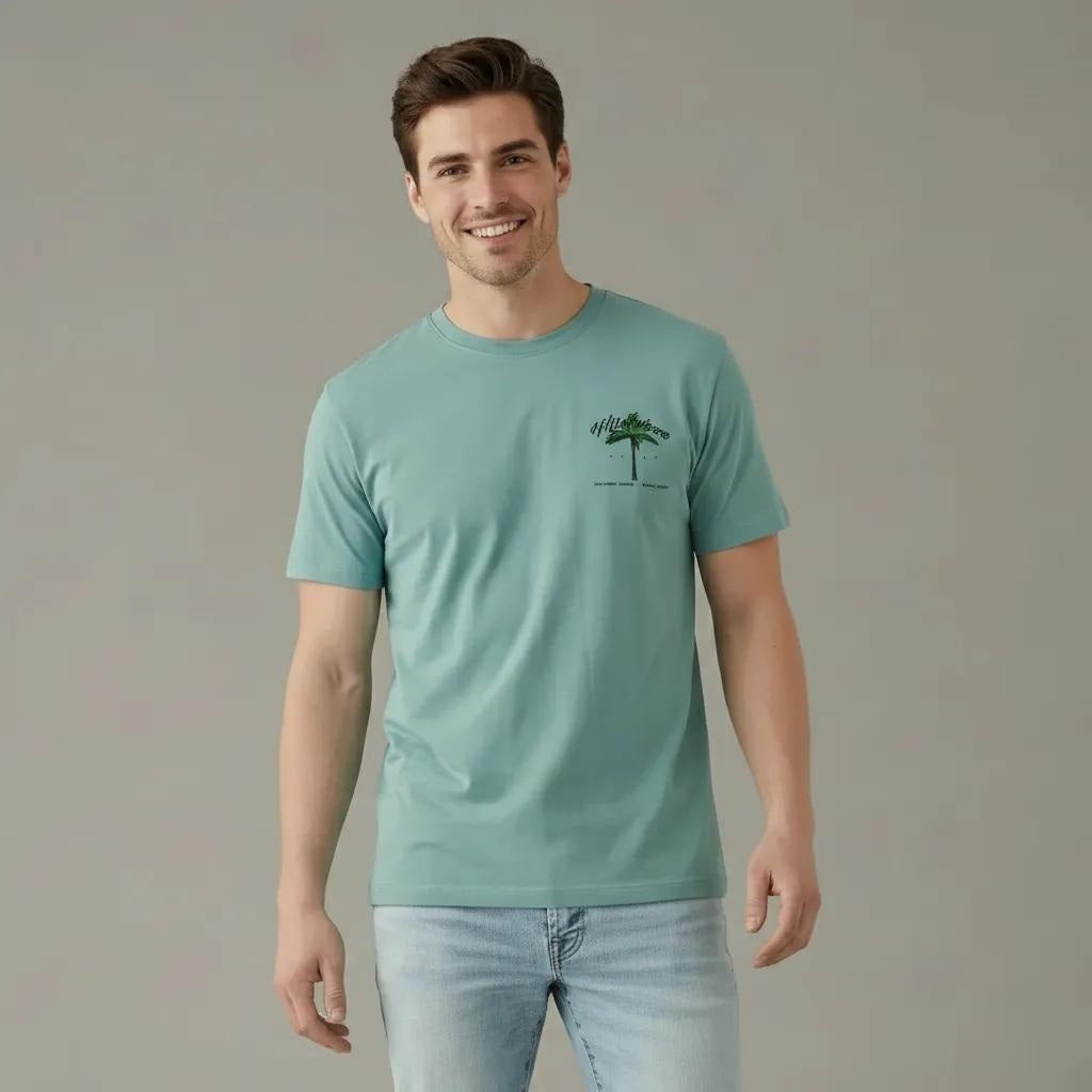 Men Surf Spray Printed Round Neck T-shirt