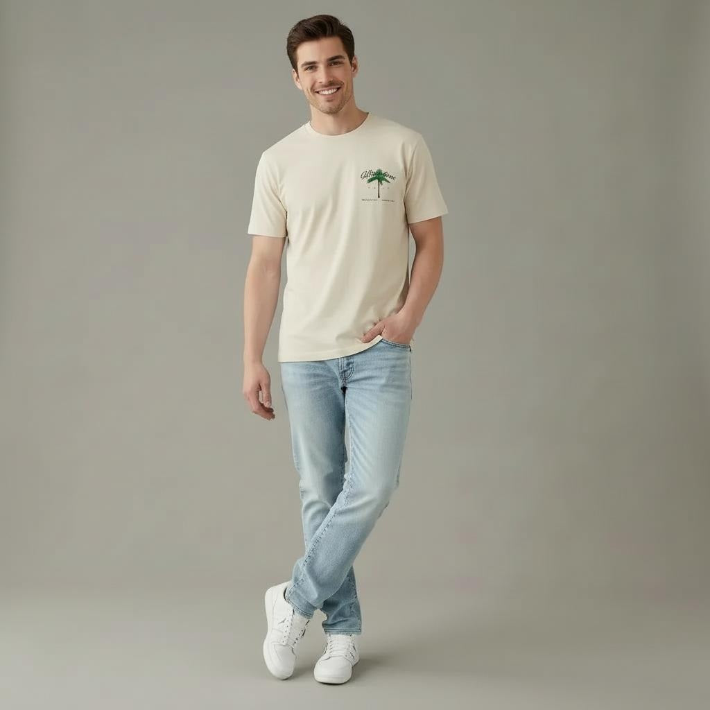 Men Vanilla Typography Printed Tropical T-shirt