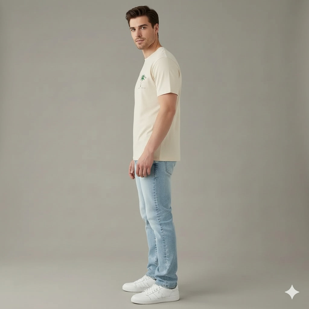Men Vanilla Typography Printed Tropical T-shirt