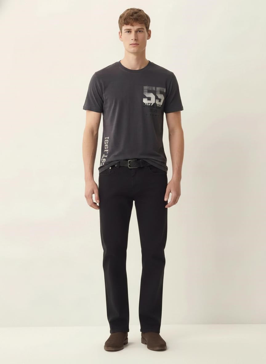 Men Charcoal Printed T-shirt