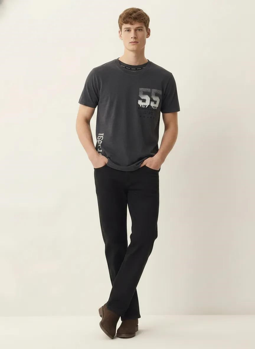 Men Charcoal Printed T-shirt
