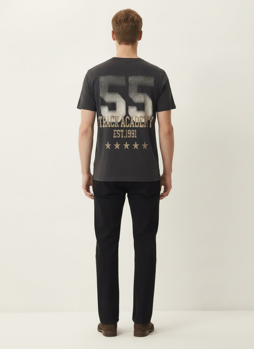 Men Charcoal Printed T-shirt