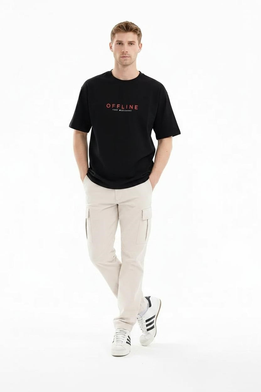 Men Black Typography Printed T-shirt