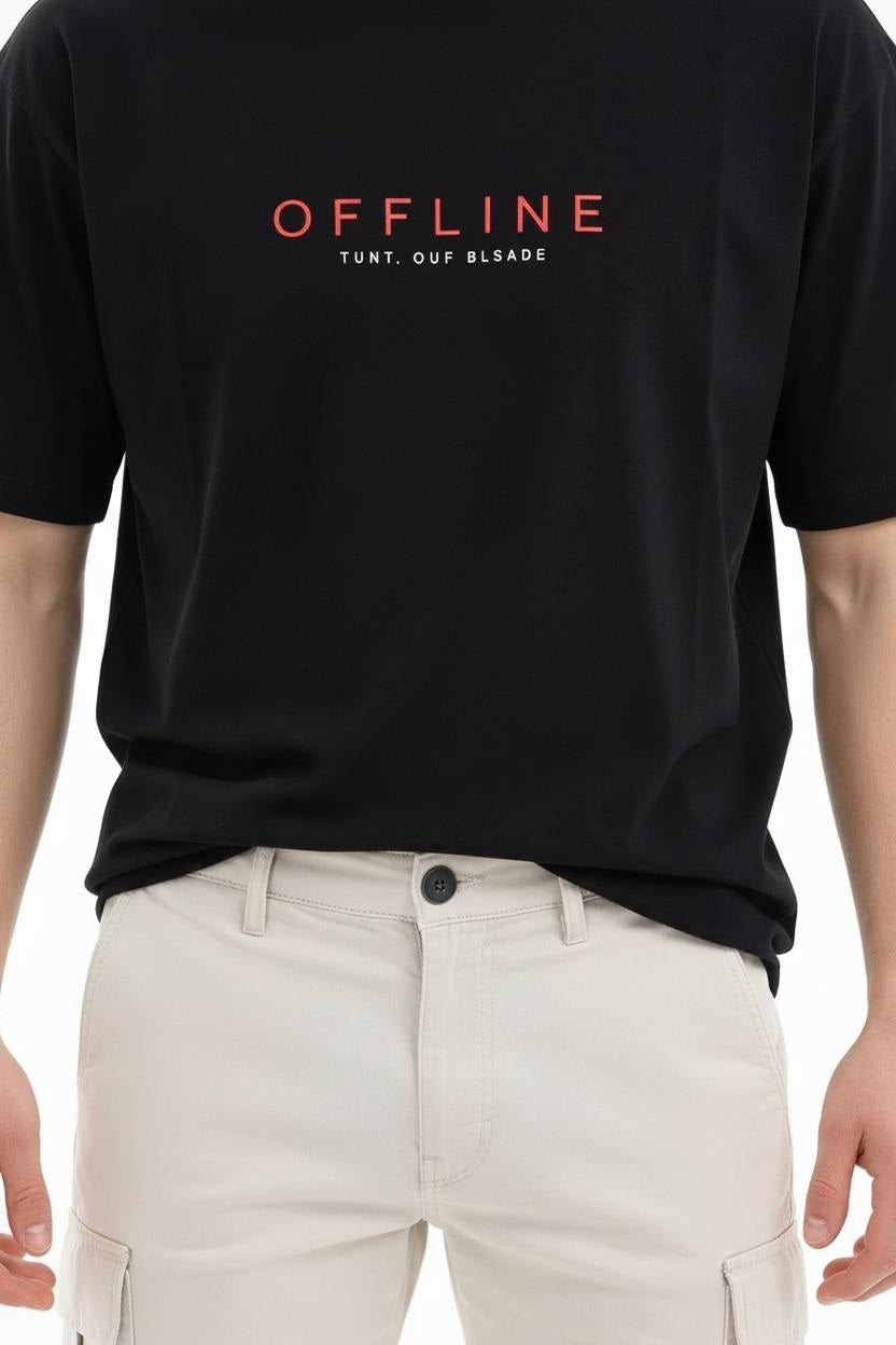 Men Black Typography Printed T-shirt