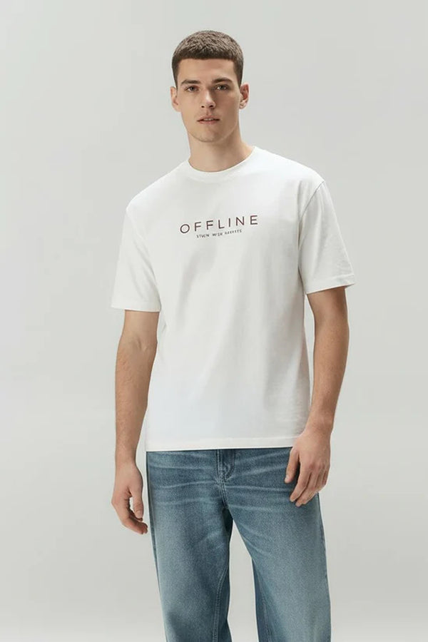 Men Off White Typography Printed T-shirt
