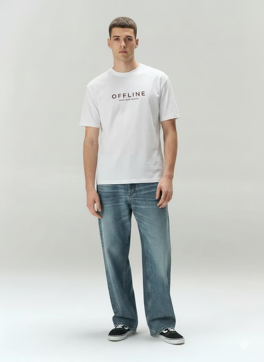 Men Off White Typography Printed T-shirt