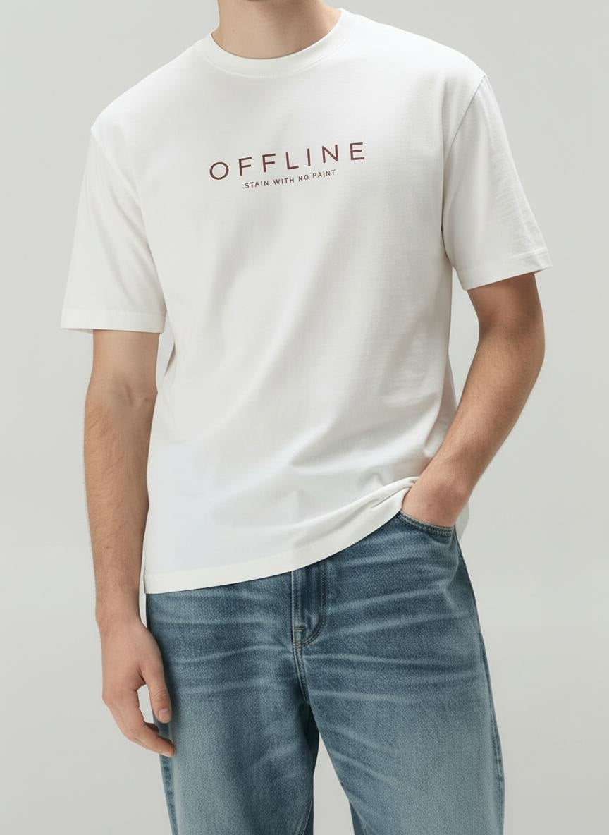Men Off White Typography Printed T-shirt
