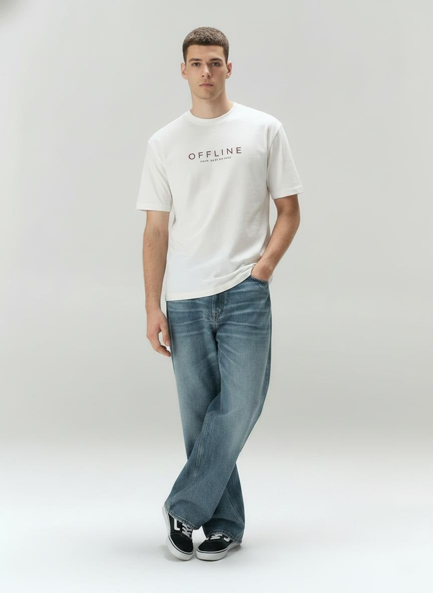 Men Off White Typography Printed T-shirt