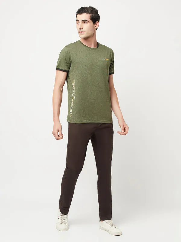 Octave Men Olive Green Cotton T-Shirt