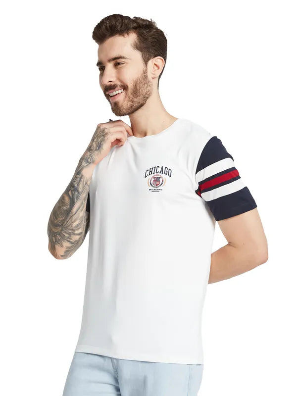 Octave Men Typography Printed Applique T-Shirt