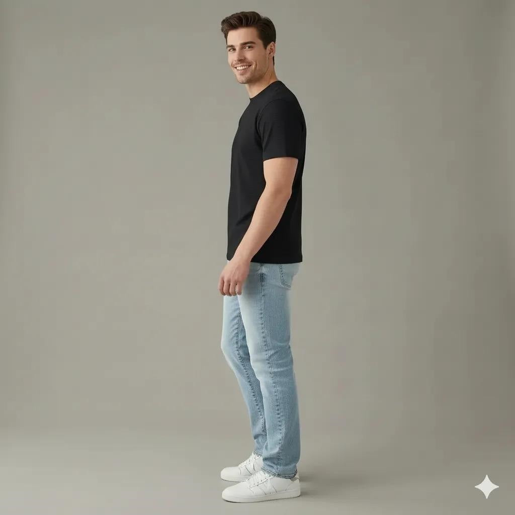 Men Black Printed Round Neck T-shirt