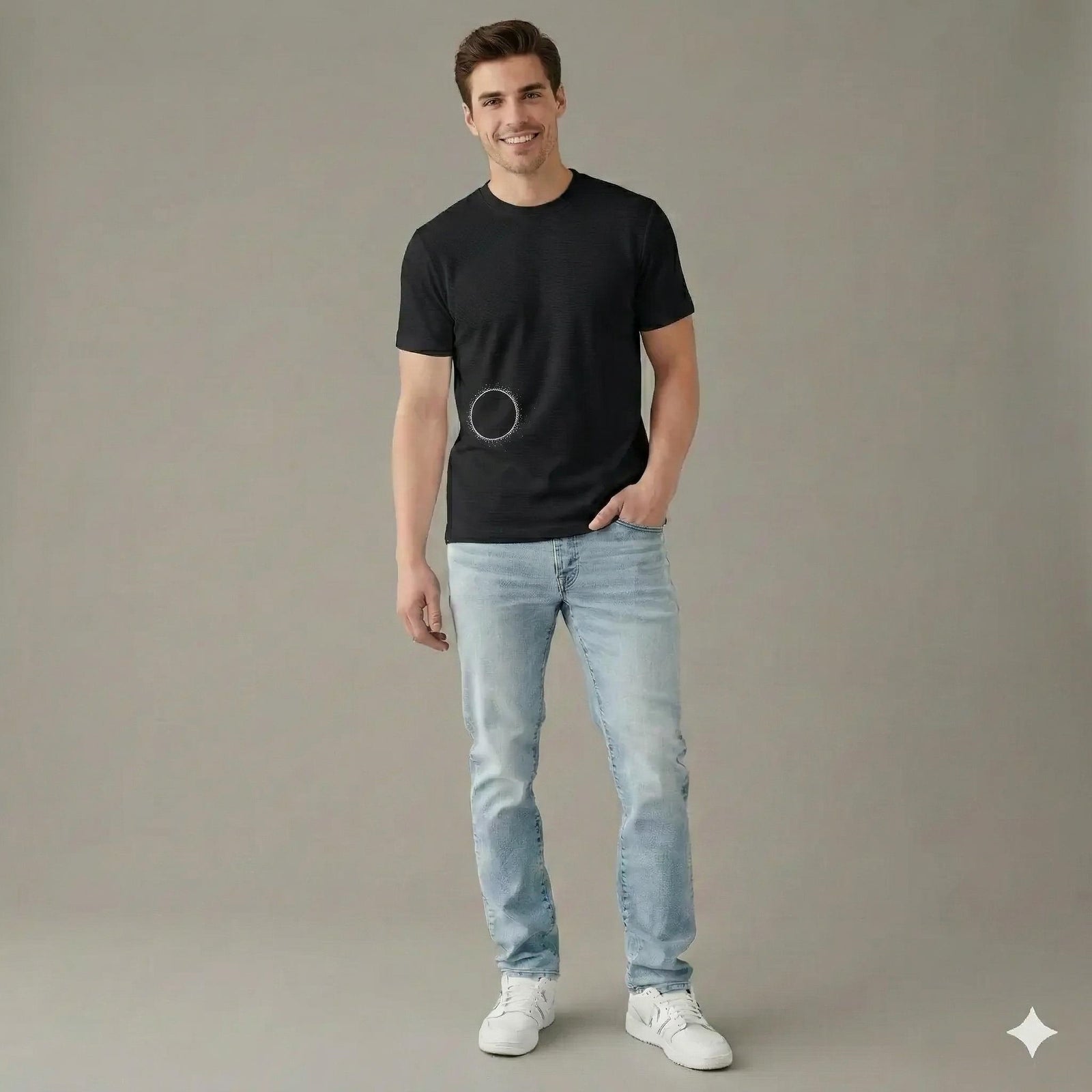 Men Black Printed Round Neck T-shirt