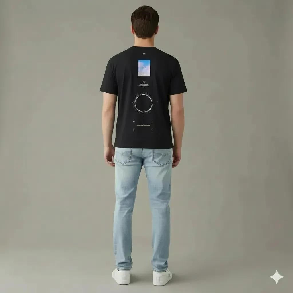 Men Black Printed Round Neck T-shirt