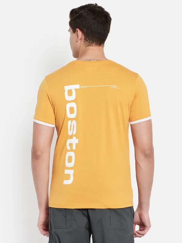 Octave Men Yellow Typography Printed Applique T-Shirt