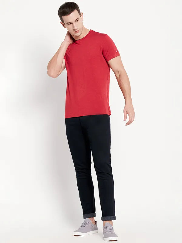 Men Red Melange T-Shirt