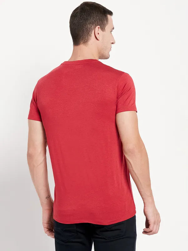 Men Red Melange T-Shirt