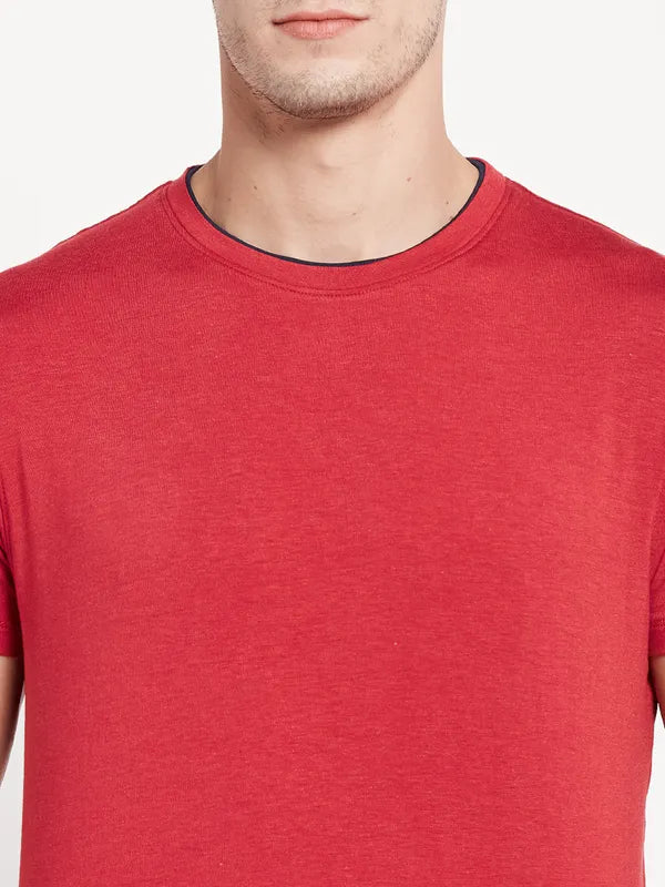 Men Red Melange T-Shirt