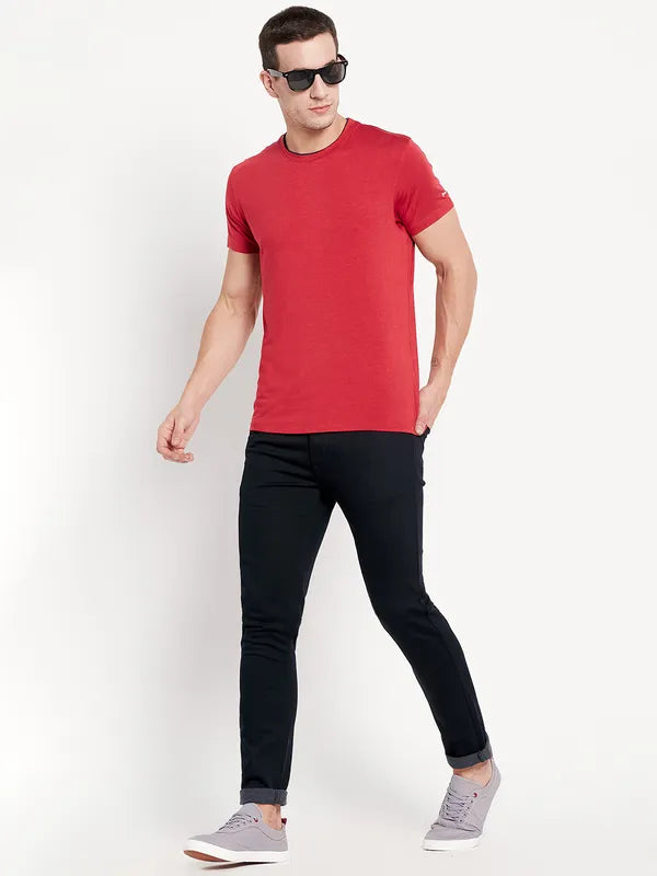 Men Red Melange T-Shirt