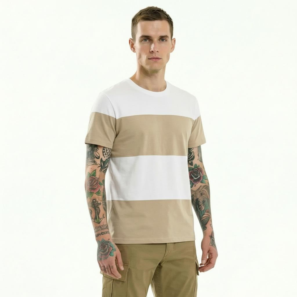 Men Mastic Colourblocked Round Neck T-shirt