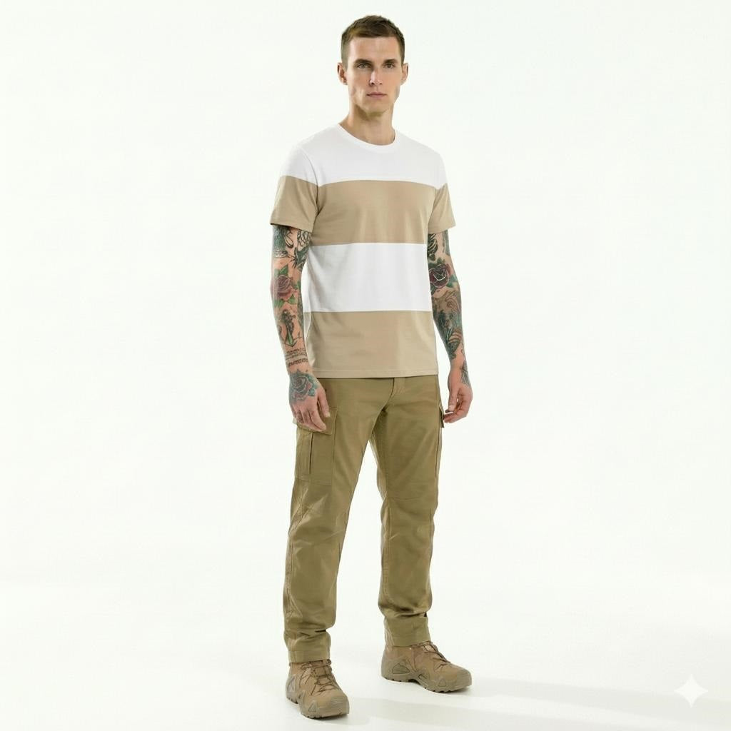 Men Mastic Colourblocked Round Neck T-shirt