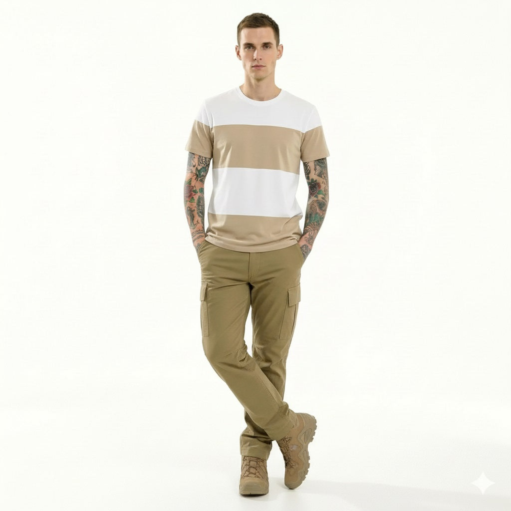 Men Mastic Colourblocked Round Neck T-shirt