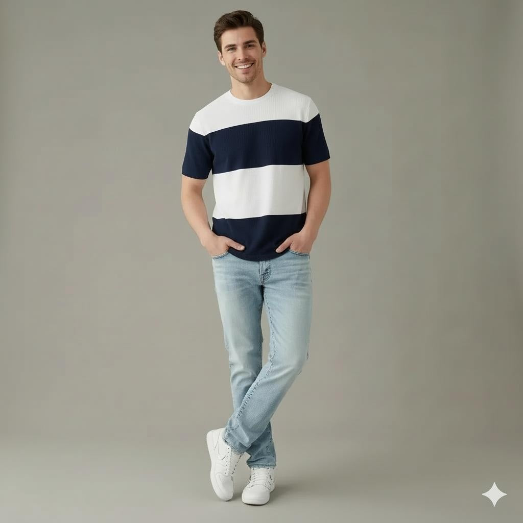 Men Navy Colourblocked T-shirt