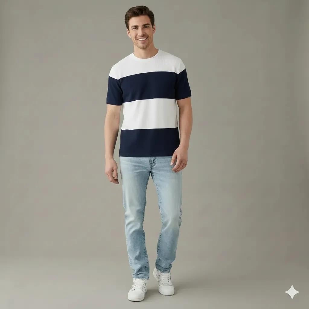 Men Navy Colourblocked T-shirt