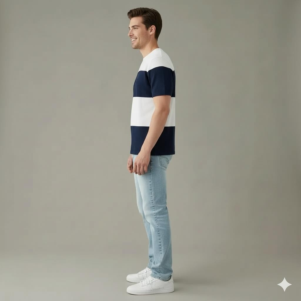 Men Navy Colourblocked T-shirt