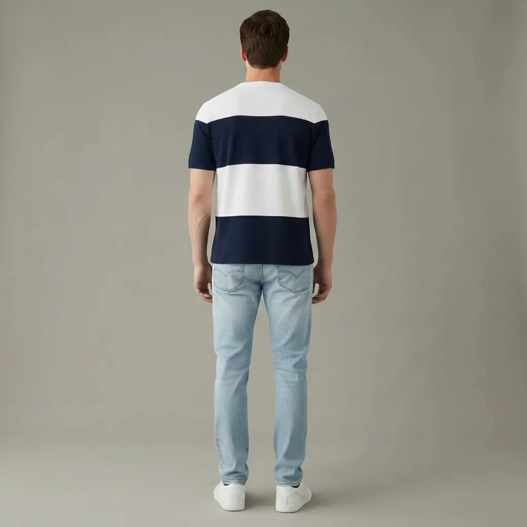 Men Navy Colourblocked T-shirt