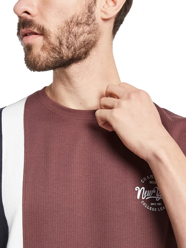Octave Men Colourblocked Round Neck T-Shirt