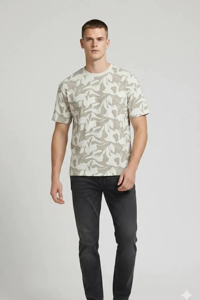 Men Onyx Round Neck Printed T-shirt