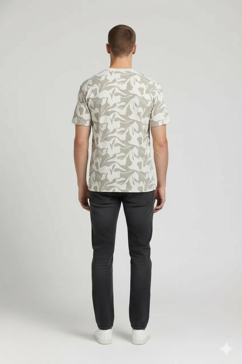 Men Onyx Round Neck Printed T-shirt