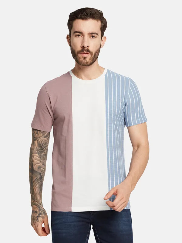 Octave Men Colourblocked Round Neck T-Shirt